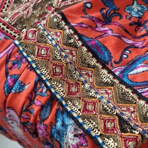 Boho Beaded, Embroidered Floral Blouse, Soft Surroundings brand, sz 16, … - Picture 5 of 15